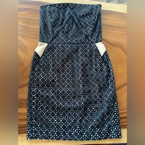 Maje Black Strapless Eyelet Lace Dress Size 36